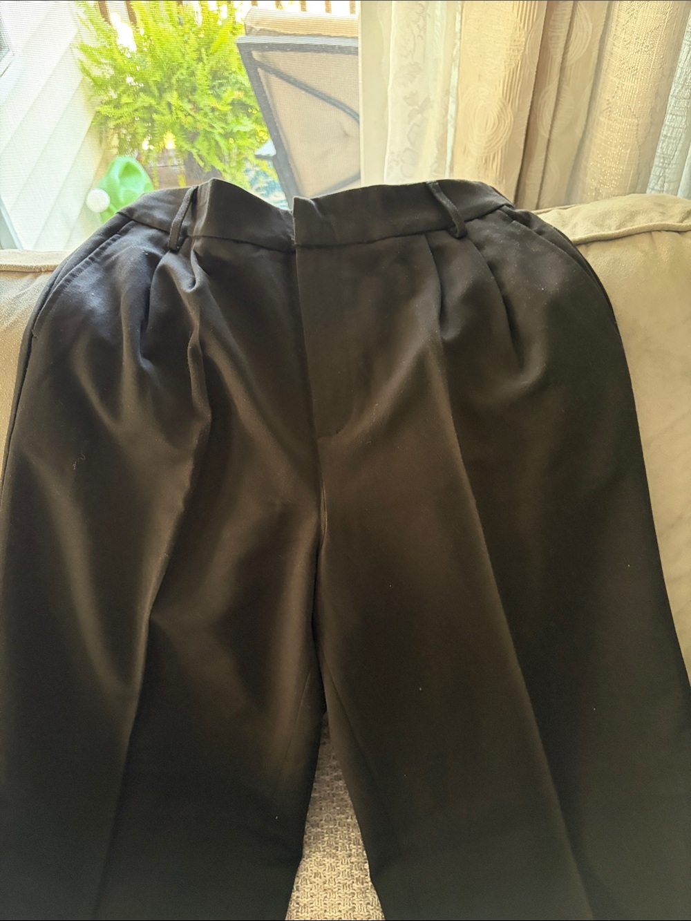 Steve Madden Black Pleated High-Rise Trousers